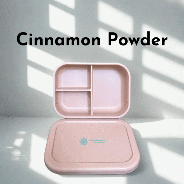 Powder Lunch Container Premium Silicone Lunch Box - 3 compartment Cinnamon Powder (Pink ...