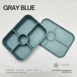 Silicone Lunch Box 5 compartment Gray Blue