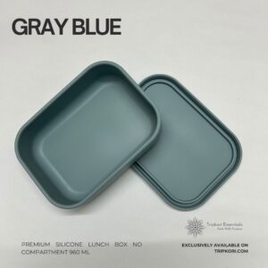 Silicone no compartment lunch box Gray Blue