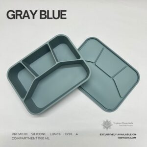 Premium Silicone Lunch Box Blue 4 compartment