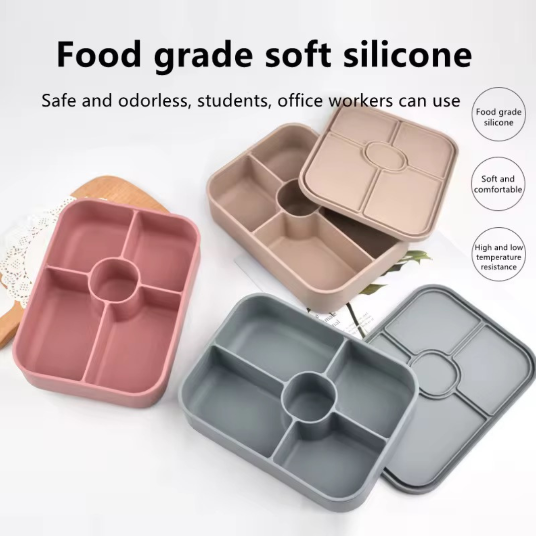 FDA approved 5 compartment silicone lunch box