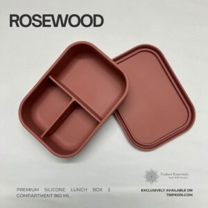 Silicone Lunch Box 3 compartment Rosewood